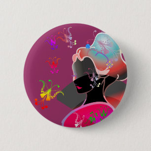Japans GEISHA KIMONO GIRL Ronde Button 5,7 Cm