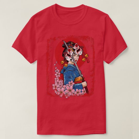 Japans Geisha Mask Sword Japan T-shirt (Design voorkant)