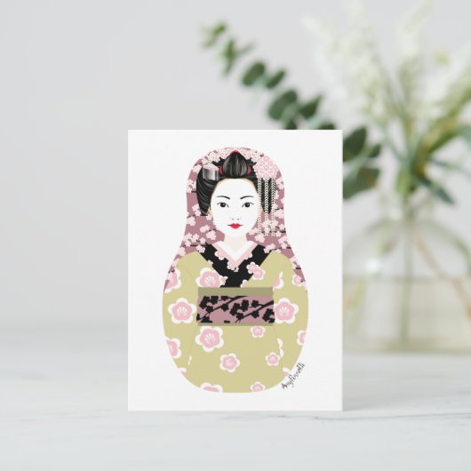 Japans Geisha Matryoshka Briefkaart (Staand voorkant)