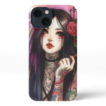 Japans Geisha Meisje met Tattoos iPhone Case