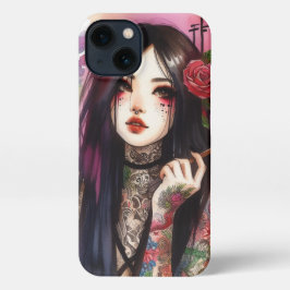 Japans Geisha Meisje met Tattoos iPhone Case 13 Hoesje