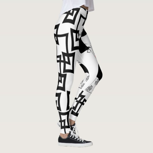 japans geisha meisje zwart wit leggings (Rechts)