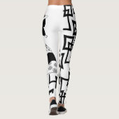 japans geisha meisje zwart wit leggings (Achterkant)