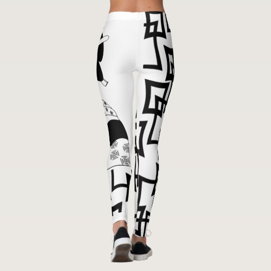 japans geisha meisje zwart wit leggings (Achterkant)