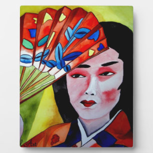 japans Geisha met een fanatieke originele kunstsch Fotoplaat