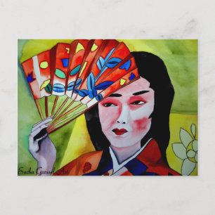 japans Geisha met fan Briefkaart