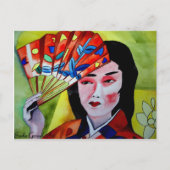 japans Geisha met fan Briefkaart (Voorkant)