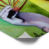 Japans Geisha met fan originele waterverf kunst Poster (Hoek)