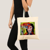 japans Geisha met fan waterverf originele kunst Tote Bag (Voorkant (product))