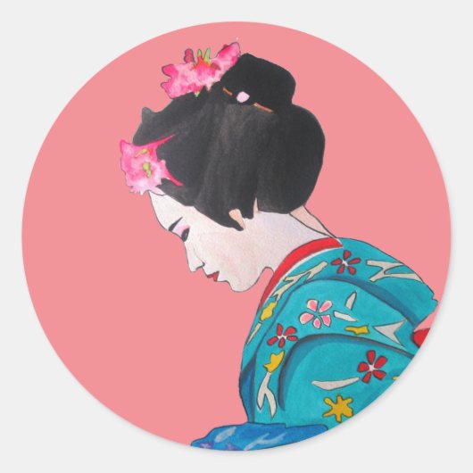 Japans Geisha met kersenbloesem bruiloft Ronde Sticker (Voorkant)