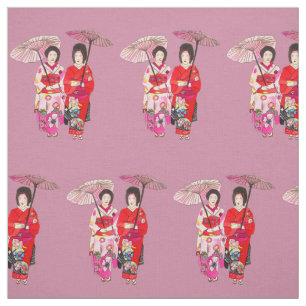 Japans Geisha met kimono schattige kunst Stof