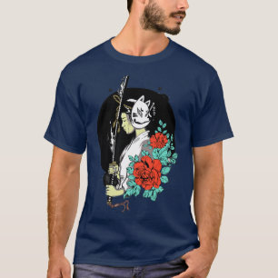 Japans Geisha met Oni Mask Yokai Samurai (2) T-shirt