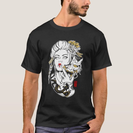 Japans Geisha Met Oni T-shirt (Voorkant)