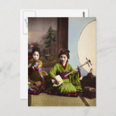  Japans Geisha Musical Entertainment Briefkaart (Voorkant / Achterkant)