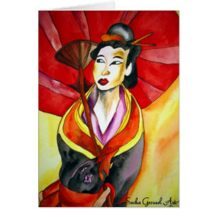Japans Geisha, origineel kunstschilderij van de wa