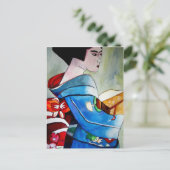 Japans Geisha, origineel kunstschilderij van de wa Briefkaart (Staand voorkant)