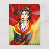 Japans Geisha, origineel kunstschilderij van de wa Briefkaart (Voorkant)