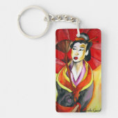 Japans Geisha, origineel kunstschilderij van de wa Sleutelhanger (Voorkant)