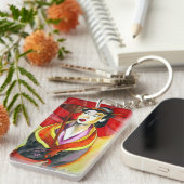 Japans Geisha, origineel kunstschilderij van de wa Sleutelhanger (Voorkant Rechts)