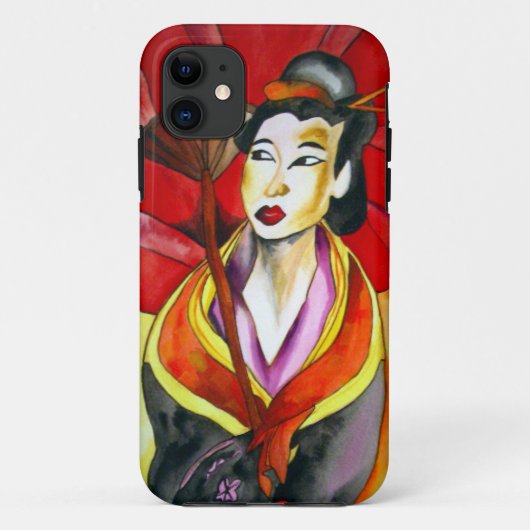 Japans geisha, origineel kunstschilderij waterverf Case-Mate iPhone case (Achterkant)