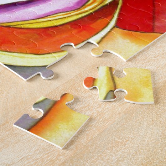 Japans geisha, origineel kunstschilderij waterverf legpuzzel (Zijkant)