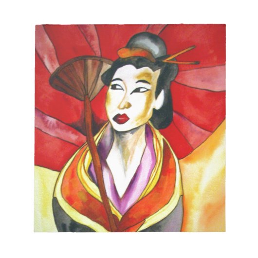 Japans geisha, origineel kunstschilderij waterverf notitieblok (Voorkant)