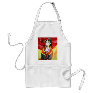Japans geisha, origineel kunstschilderij waterverf standaard schort