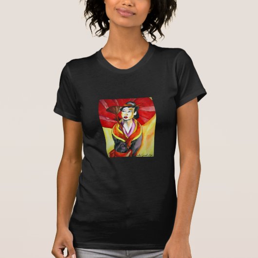 Japans geisha, origineel kunstschilderij waterverf t-shirt (Voorkant)