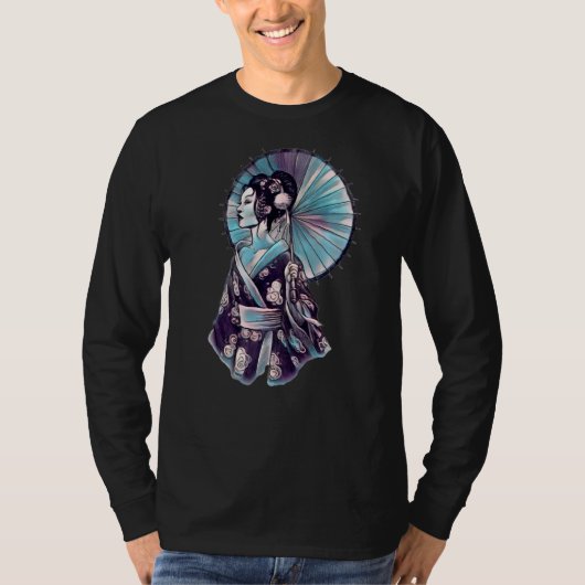 Japans Geisha Parasol  Tattoo Samurai T-shirt (Voorkant)