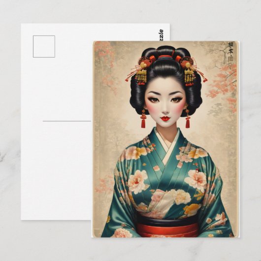 Japans Geisha Portrait Briefkaart (Voorkant / Achterkant)