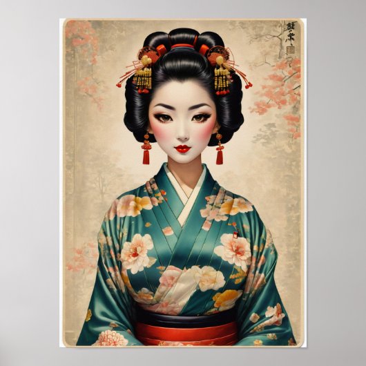  Japans Geisha Portrait Poster (Voorkant)