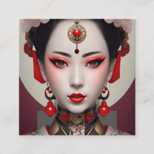 Japans Geisha Portret Vierkante Visitekaartje (Voorkant)