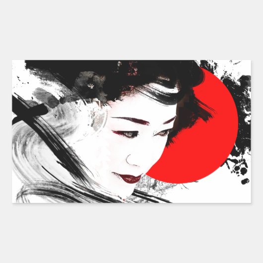 Japans Geisha Rechthoekige Sticker (Voorkant)