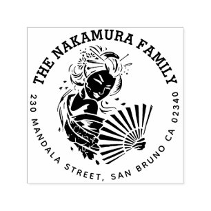 Japans Geisha Ronde Familienaam Retouradres Zelfinktende Stempel