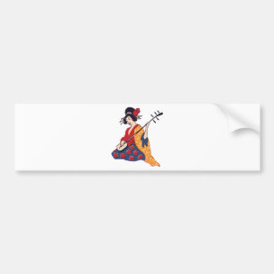 Japans Geisha speelt een Shamisen Instrument Bumpersticker