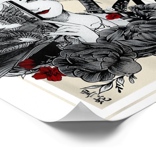 Japans Geisha Tattoo Retro Samurai Graph Poster (Hoek)