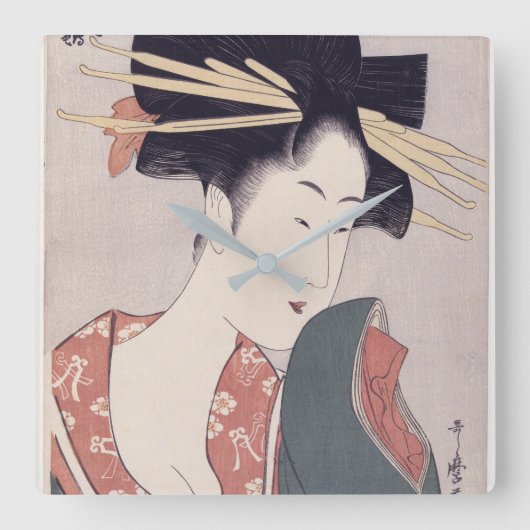 Japans Geisha Vierkante Klok (Voorkant)