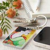 Japans geisha waterverf originele kunstschilderij sleutelhanger (Voorkant Rechts)