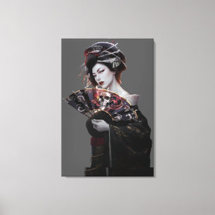 Japans Geisha Woman Art - schilderwerk Canvas Afdruk