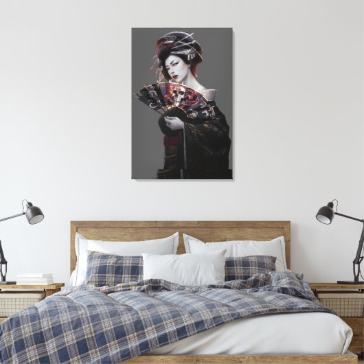 Japans Geisha Woman Art - schilderwerk Canvas Afdruk (Insitu (Slaapkamer))