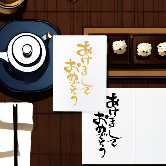 Japans Gelukkig Nieuwjaar - golden Folie Kaarten