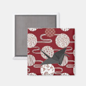 Japans gelukskraan rood kimono patroon magneet (Voorkant / Achterkant)