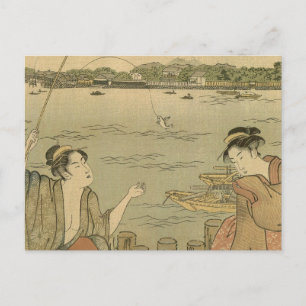 Japans Gevist Woodblock Fishermen Briefkaart
