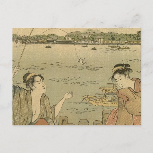 Japans Gevist Woodblock Fishermen Briefkaart (Voorkant)