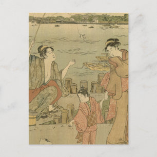 Japans Gevist Woodblock Fishermen Briefkaart