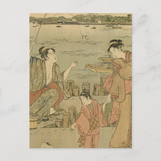 Japans Gevist Woodblock Fishermen Briefkaart (Voorkant)