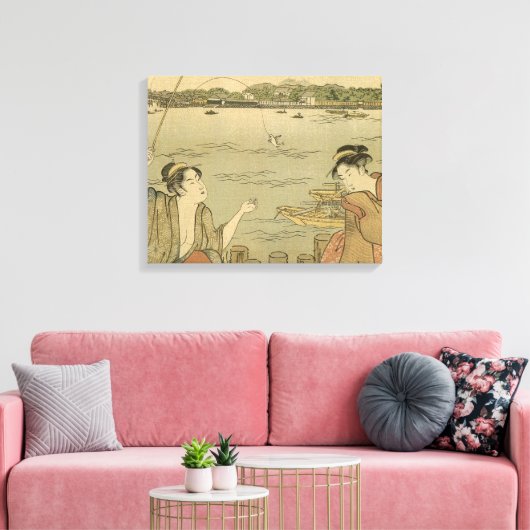 Japans Gevist Woodblock Fishermen Canvas Afdruk (Insitu (Woonkamer))
