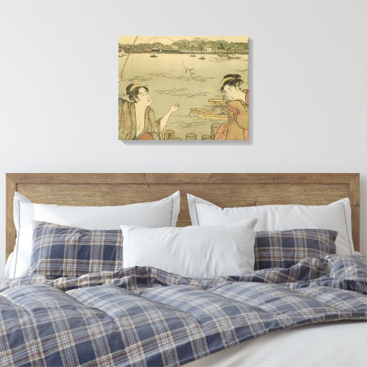 Japans Gevist Woodblock Fishermen Canvas Afdruk (Insitu (Slaapkamer))