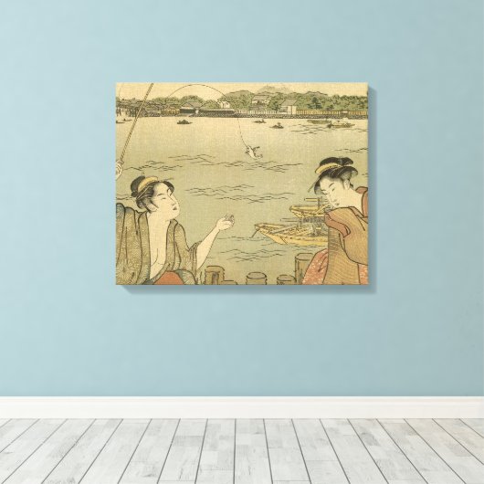 Japans Gevist Woodblock Fishermen Canvas Afdruk (Insitu (Houten vloer))