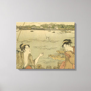 Japans Gevist Woodblock Fishermen Canvas Afdruk